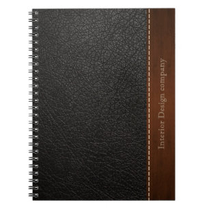Black leather look spiral notebook