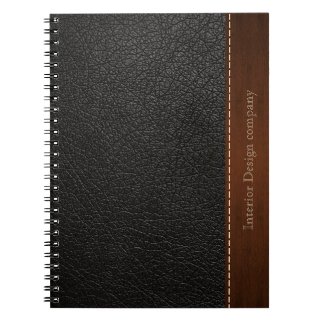 Black leather look spiral notebook (Front)