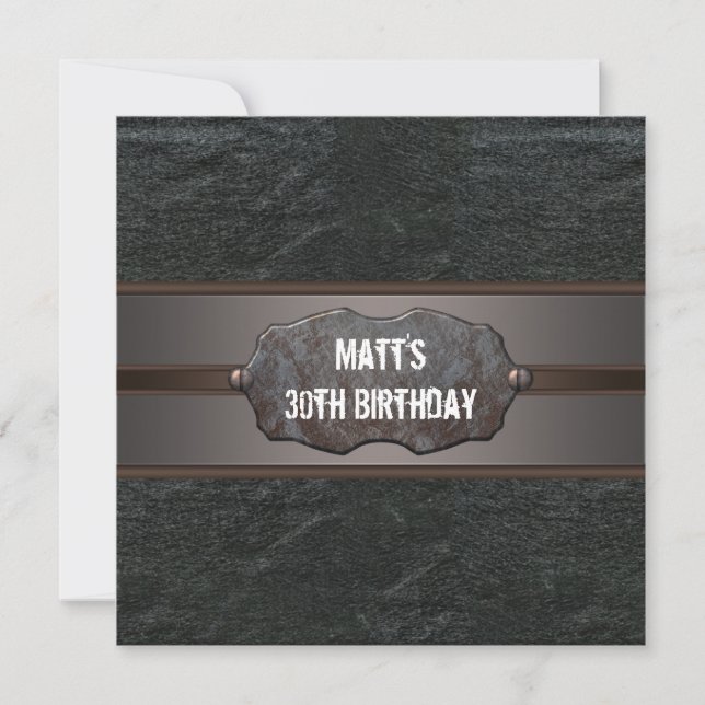 Black Leather Mans 30th Birthday Party Invitation (Front)