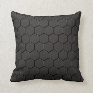 Black Leather Matrix Print Pillow #1