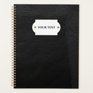 Black leather planner