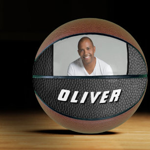 Black Leather Print Name Photo Basketball
