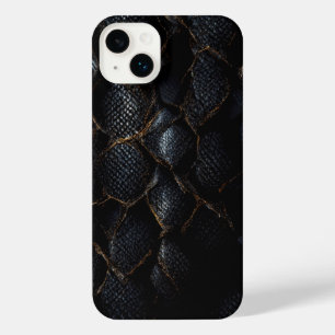 Black leather reptile skin iphone case