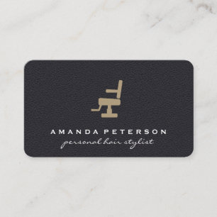 Black Leather Salon Chair Barber Shop Business Card