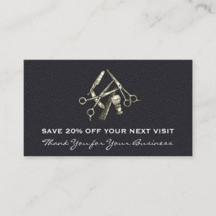 Black Leather Salon Chair Discount Loyalty Business Card