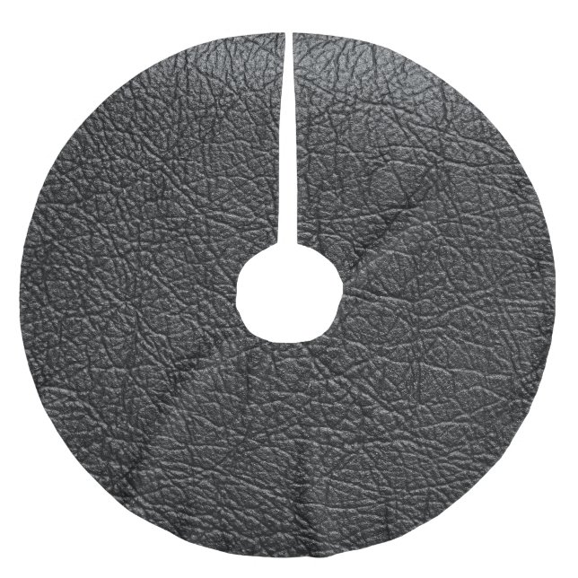 Black leather: seamless closeup texture. brushed polyester tree skirt (Front)