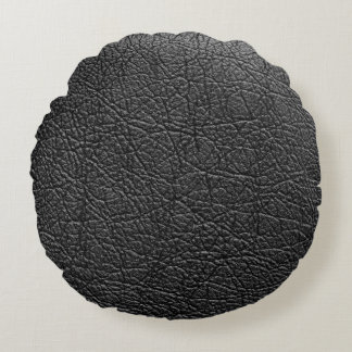 Black leather: seamless closeup texture. round cushion