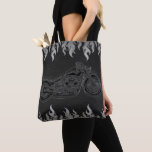 Black Leather Silver Flames Hot Fire Motorcycle Tote Bag<br><div class="desc">Customise with or without text.</div>