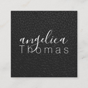 Black Leather Square Business Card