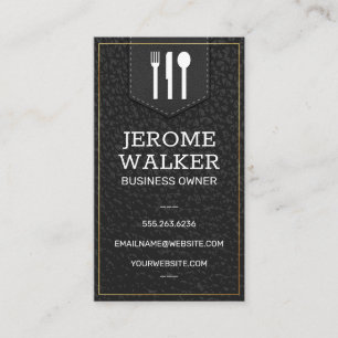 Black Leather Stitched Strap Business Card