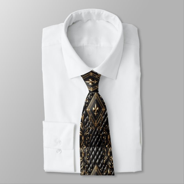 Black Leather-Style Collector’s  Tie (Tied)