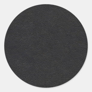 Black Leather Texture Classic Round Sticker