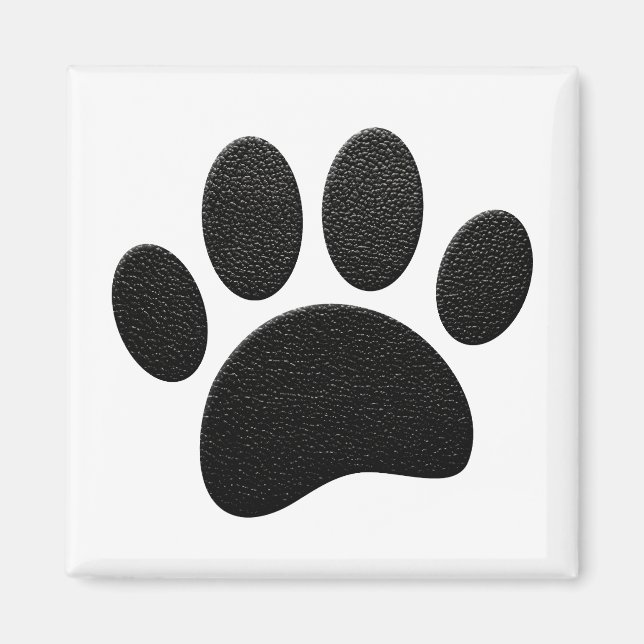 Black Leather Texture Dog Paw Print Magnet (Front)