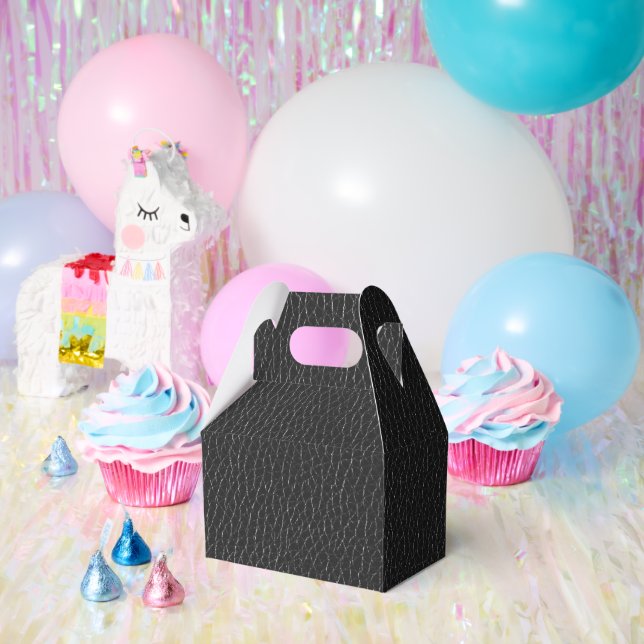 Black Leather Texture Finish Pattern Gable Favour Box (Party)