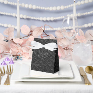 Black Leather Texture Finish Pattern Tent Favour Box