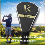 Black Leather Texture Monogram Name Gold<br><div class="desc">Personalised Monogram and Name for golfers. Black leather texture with Gold elegant lettering (not actual leather). Sophisticated father's day gift idea for dad or grandpa (husband / significant other). Could also be a perfect holiday or retirement gift idea. if you need any design assistance or a special request, just send...</div>