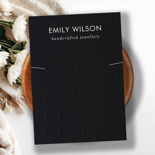 Black Leather Texture Necklace Band Display Business Card (Creator Uploaded)