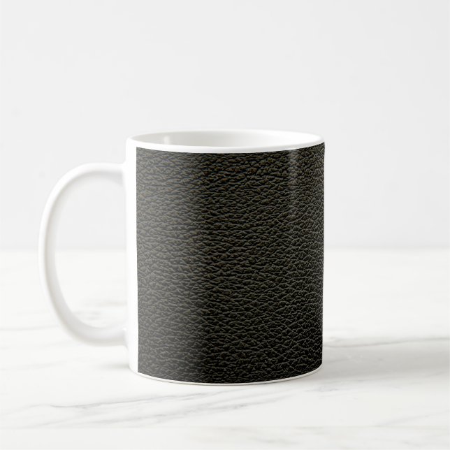 Black leather texture or background. abstract,anim coffee mug (Left)