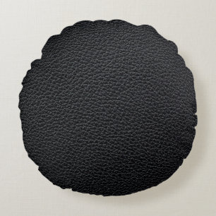 Black leather texture or background. leather,textu round cushion