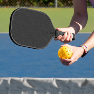 Black Leather Texture Personalised Monogram  Pickleball Paddle