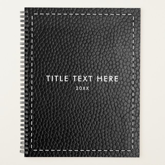 Black Leather Texture & Stitching Planner (Front)