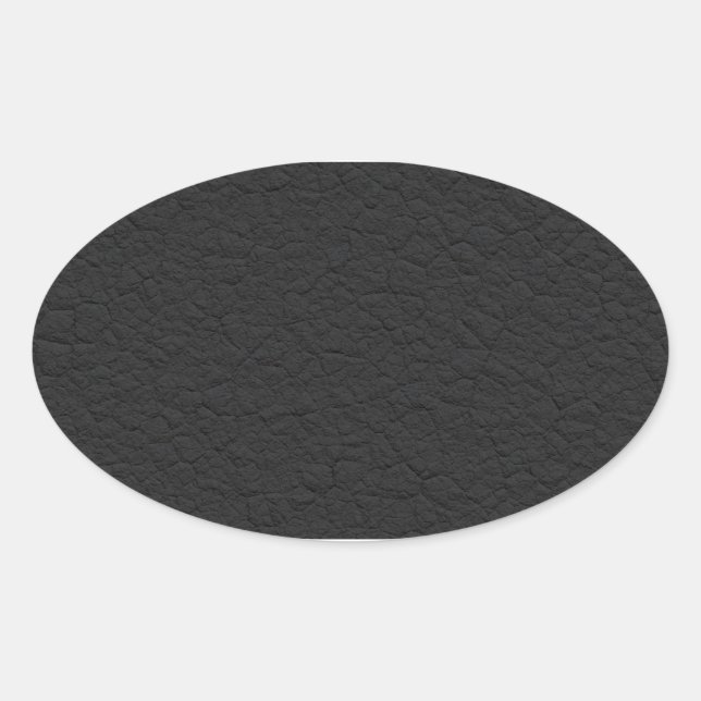 Black Leather Textured Oval Sticker (Front)
