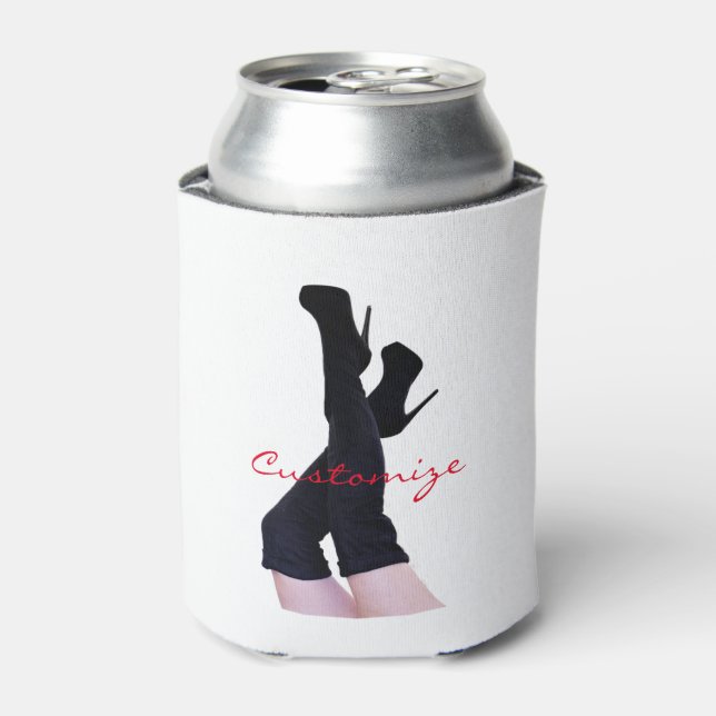 Black Leather Thigh-high Boots Thunder_Cove Can Cooler (Can Front)