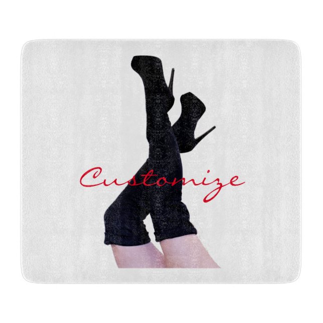 Black Leather Thigh-high Boots Thunder_Cove Cutting Board (Front)