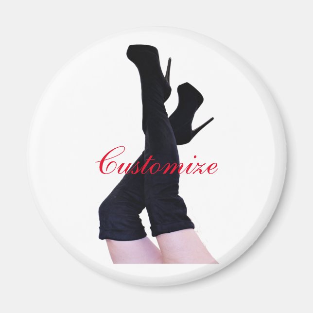 Black Leather Thigh-high Boots Thunder_Cove Magnet (Front)