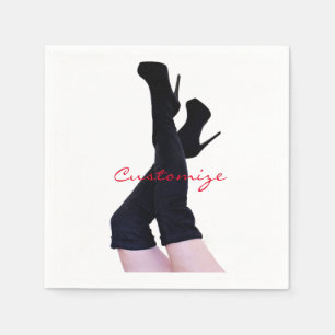 Black Leather Thigh-high Boots Thunder_Cove Napkin