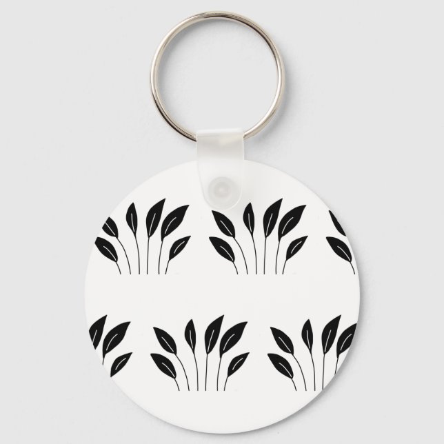black leaves design line art coffee mug key ring (Front)