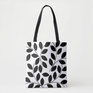 Black Leaves Modern Tropical  Tote Bag