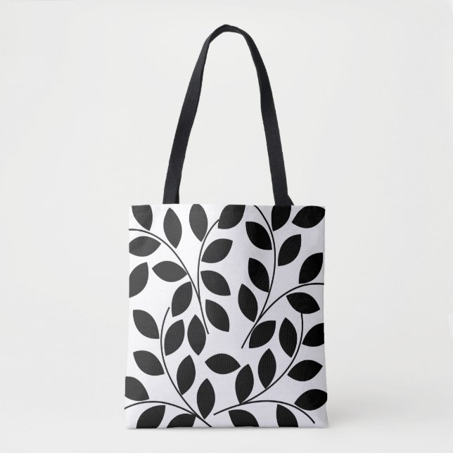 Black Leaves Modern Tropical  Tote Bag (Front)