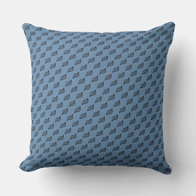 Black leaves on blue cushion (Front)