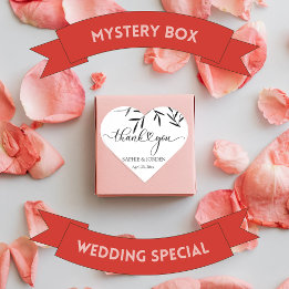 Black Leaves White Background  Wedding Thankyou Heart Sticker