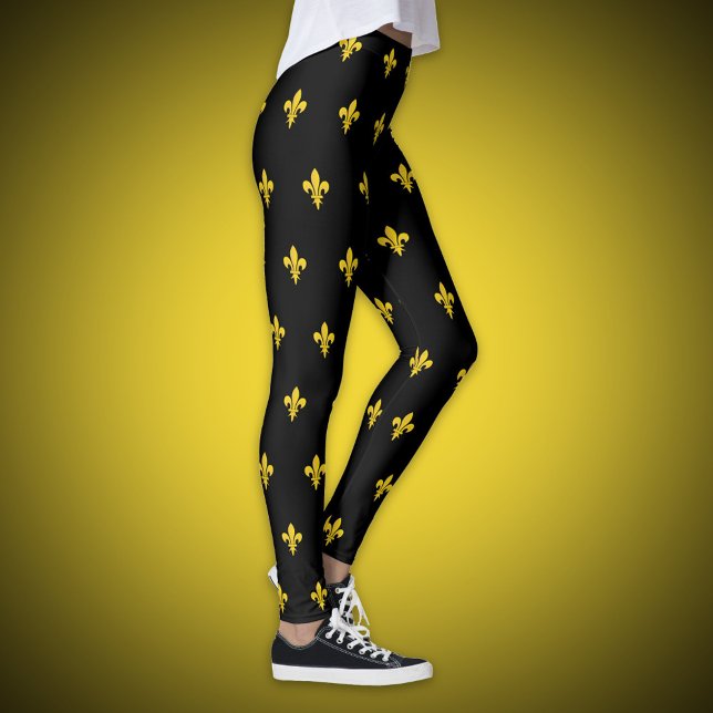 Black Legging with gold Fleur de Lis (Black Legging with gold Fleur de Lis)