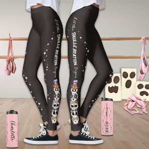 Black Leggings Halloween Cute Goth Skulls 