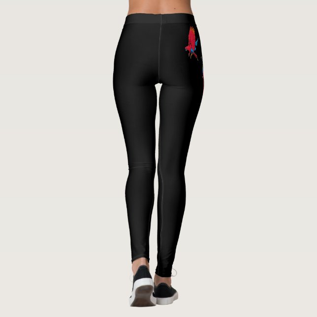 Black Leggings with Parrots (Back)