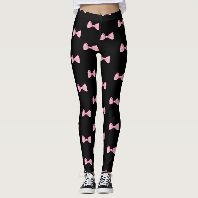 Black Leggings with Pink Bows (Front)