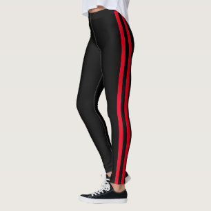 Black Leggings with Red Side Stripe Custom Colours