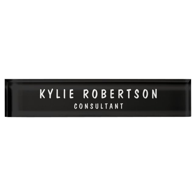 Black Legible Professional Trendy Modern Nameplate (Front)
