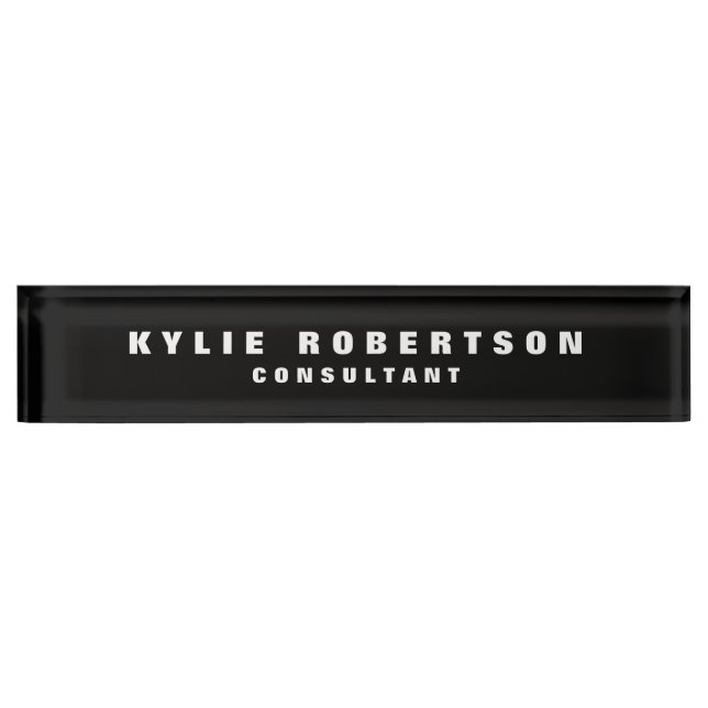 Black Legible Professional Trendy Modern Nameplate (Front)
