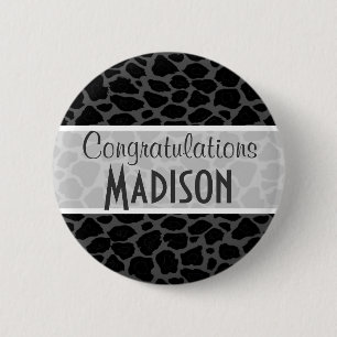 Black Leopard Animal Print 6 Cm Round Badge
