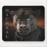 Black Leopard Big Cat Personalised name Mouse Pad<br><div class="desc">This design may be personalised in the area provided by changing the photo and/or text. Or it can be customised by clicking Personalise this Template and then choosing the click to customise further option and delete or change the colour of the background, add text, change the text colour or style,...</div>