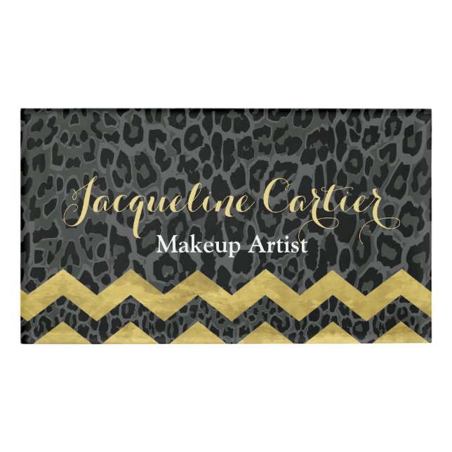 Black Leopard Chevron Name Tag (Front)