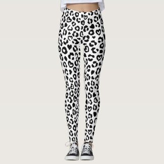 Black Leopard Heart Pattern Leggings