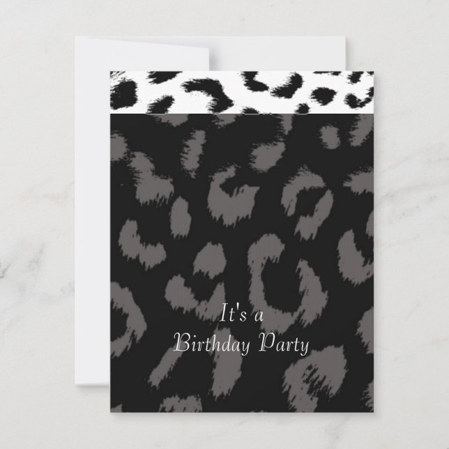 Black Leopard Pattern Birthday Party Invitation (Front)