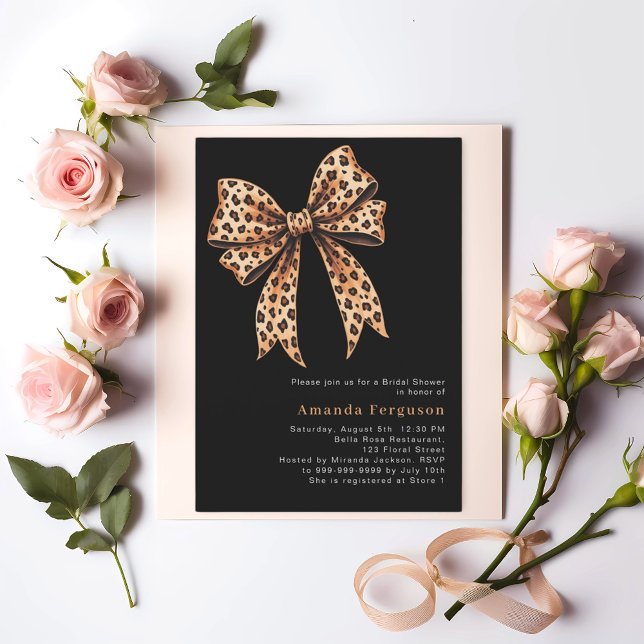Black leopard print bow Bridal Shower Invitation (Creator Uploaded)