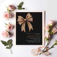 Black leopard print bow Bridal Shower invitation