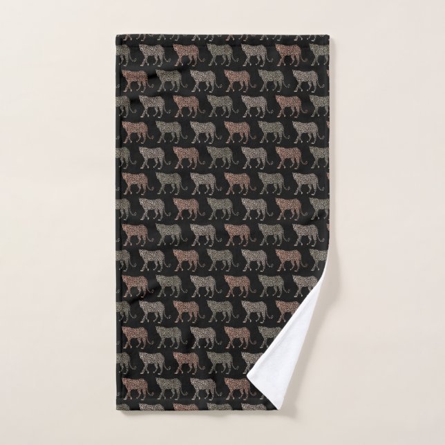 Black Leopard Print Hand Towel (Hand Towel)